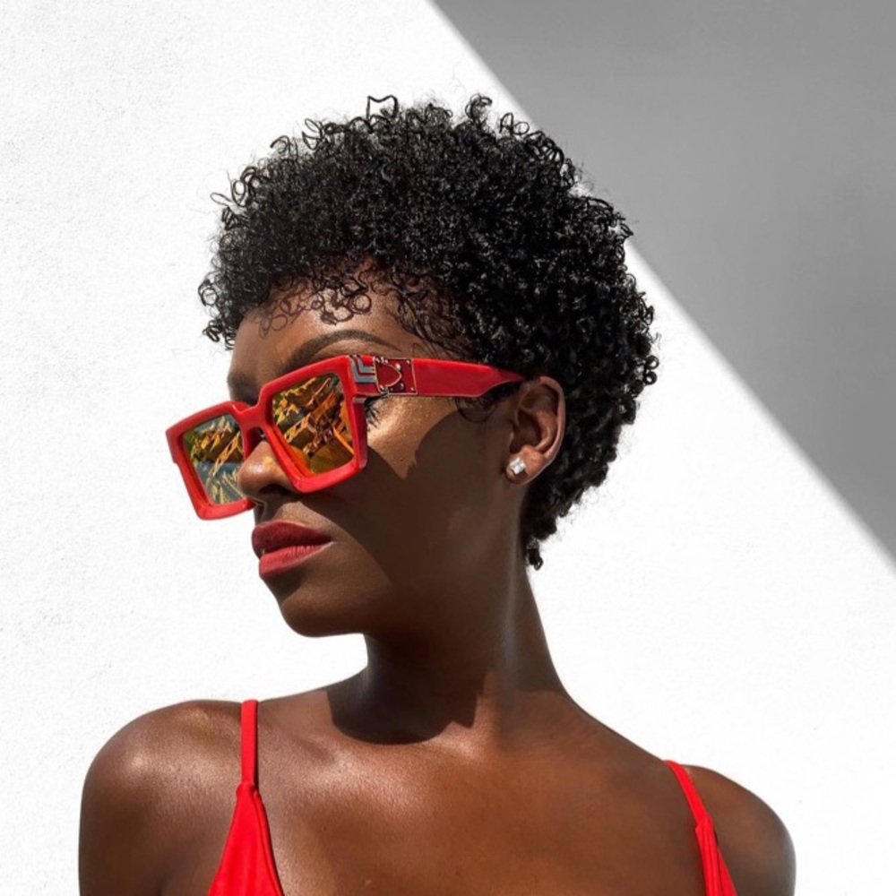 Red oversized sunglasses